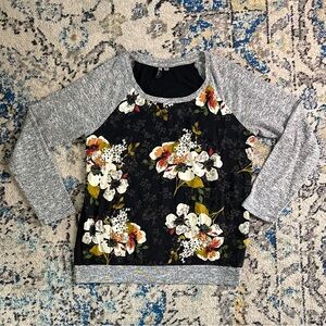 Kut From The Kloth Black Floral Blouse Long Sleeve Top Size SP
